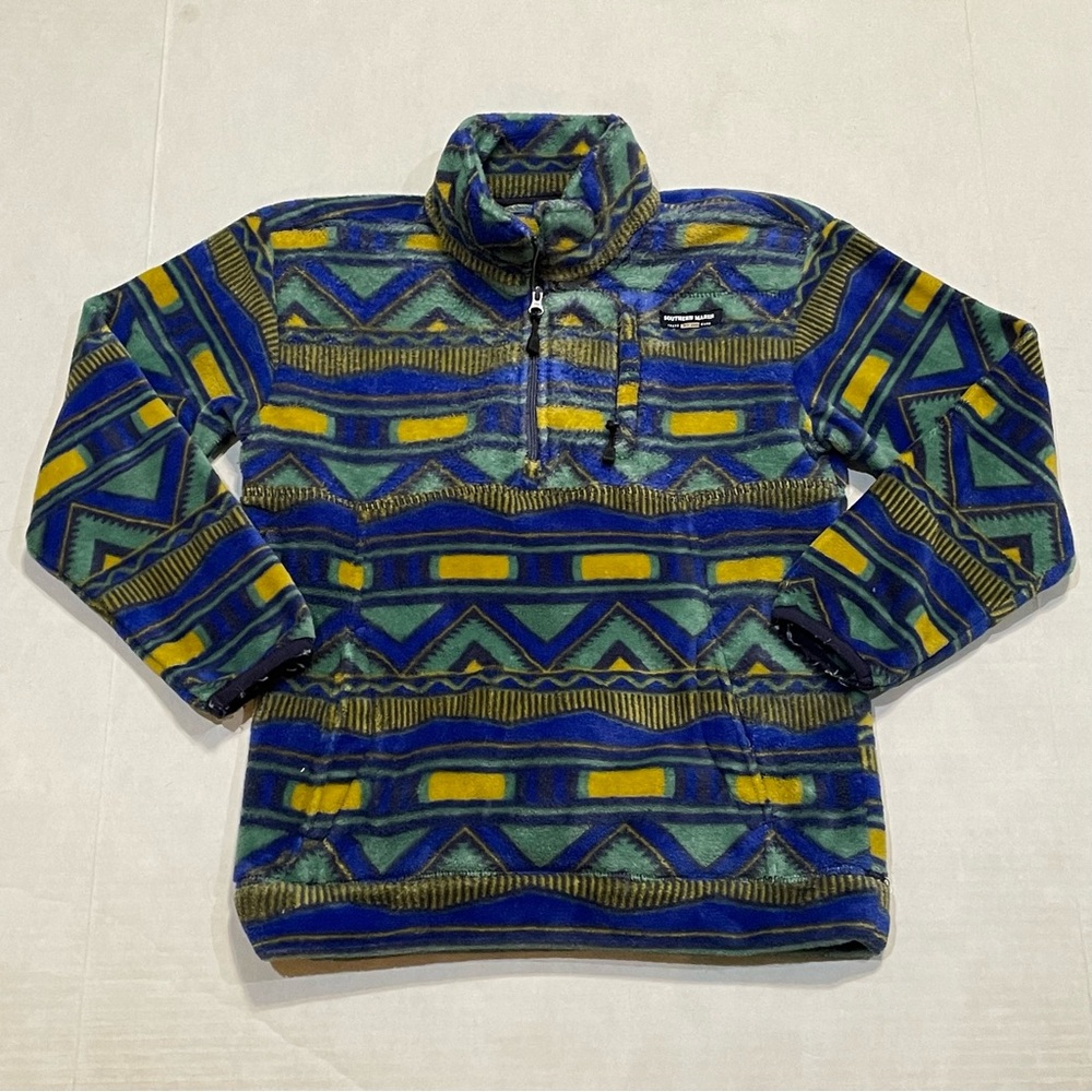 Southern Marsh Santiago Printed Fleece Pullover Youth Sz M Geometric Print